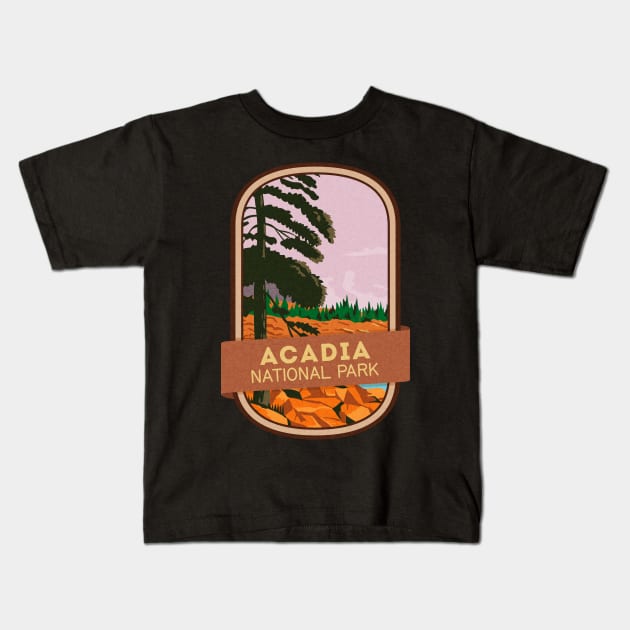 Acadia National Park Kids T-Shirt by JordanHolmes